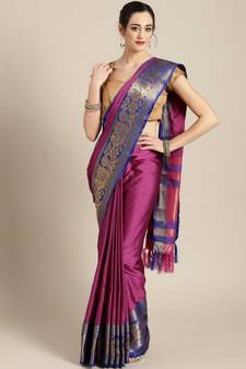 Maroon printed art silk saree with blouse