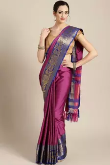 Maroon printed art silk saree with blouse