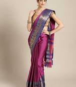 Maroon printed art silk saree with blouse