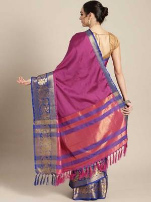 Maroon printed art silk saree with blouse 2