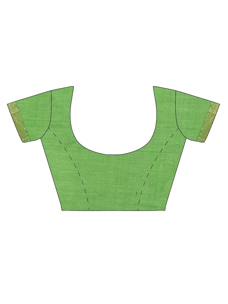 Purple silk cotton plain  saree with  blouse