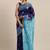 dark blue silk cotton woven  saree with  blouse