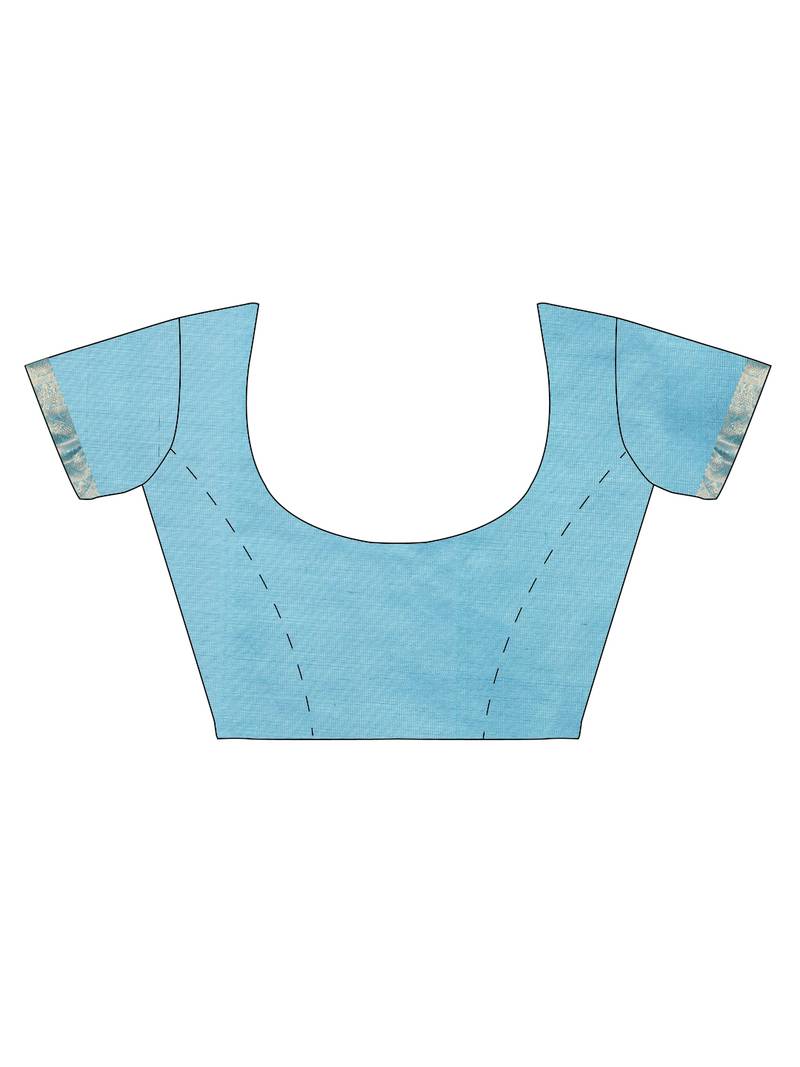 dark blue silk cotton woven  saree with  blouse