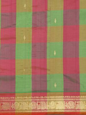 Multicolor silk cotton woven  saree with  blouse 4
