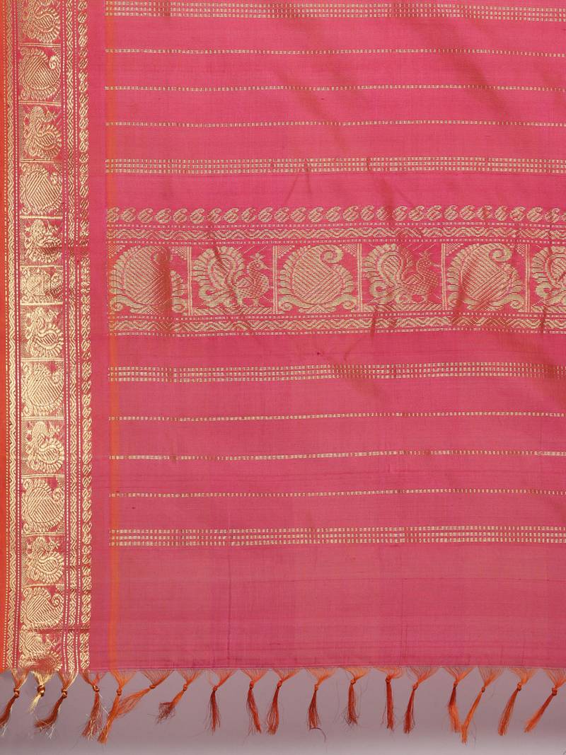 Multicolor silk cotton woven  saree with  blouse