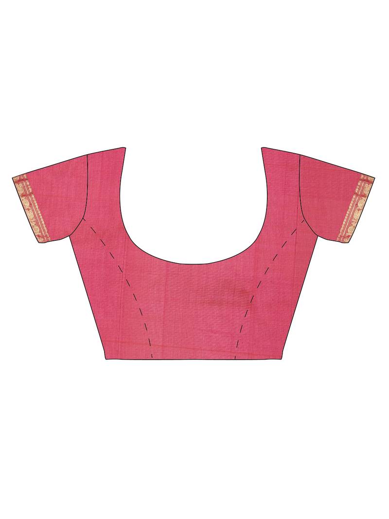 Multicolor silk cotton woven  saree with  blouse