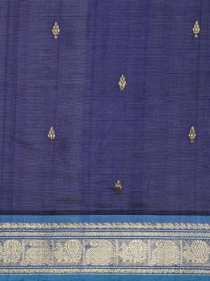 dark blue silk cotton woven  saree with  blouse 4