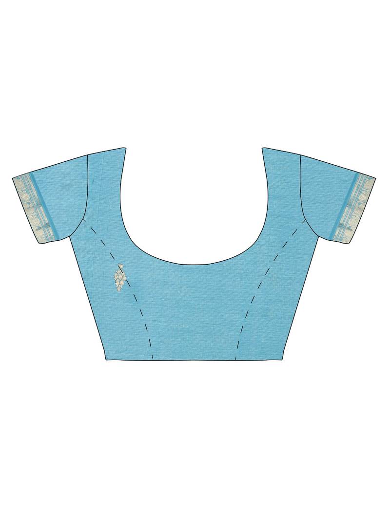 dark blue silk cotton woven  saree with  blouse