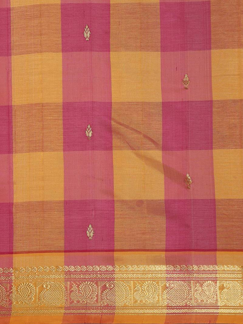 Multicolor silk cotton woven  saree with  blouse