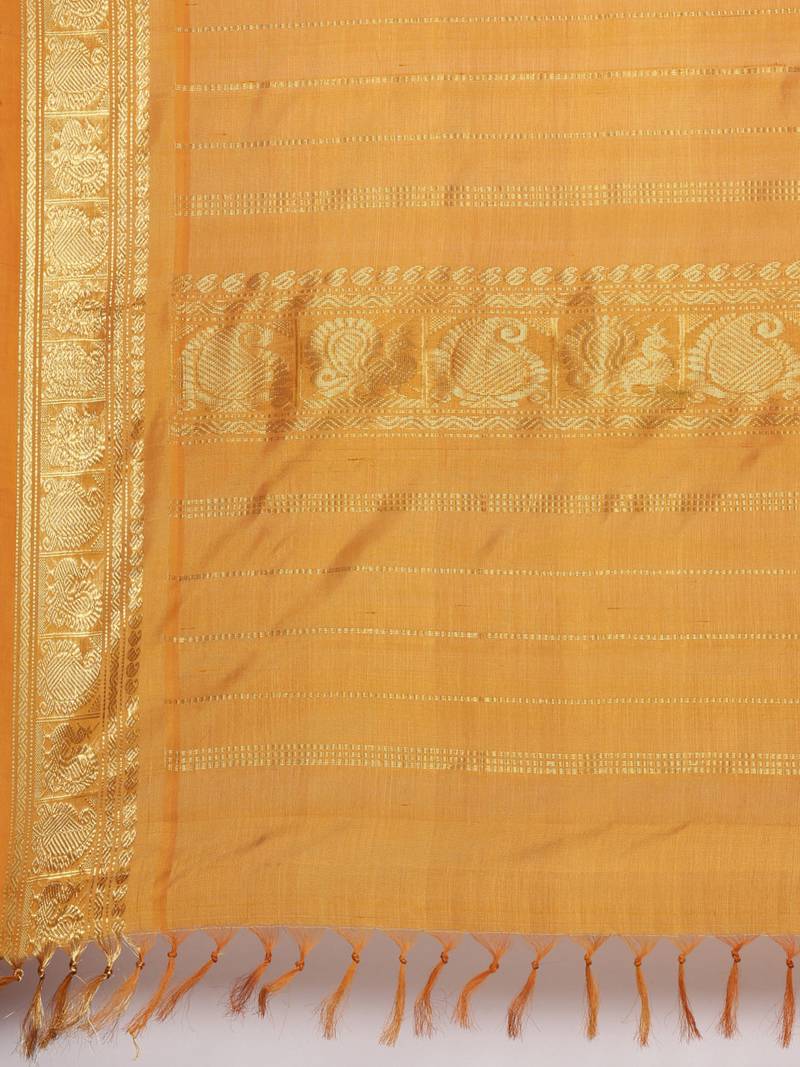 Multicolor silk cotton woven  saree with  blouse