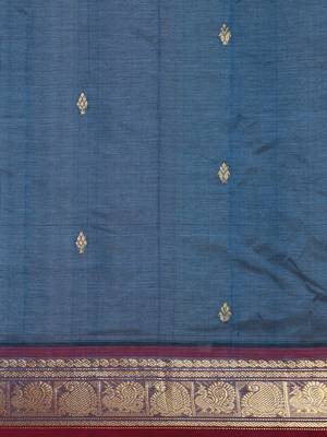 blue silk cotton woven  saree with  blouse 4