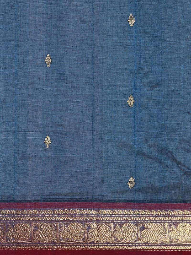 blue silk cotton woven  saree with  blouse