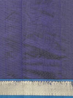 dark blue silk cotton plain  saree with  blouse 4