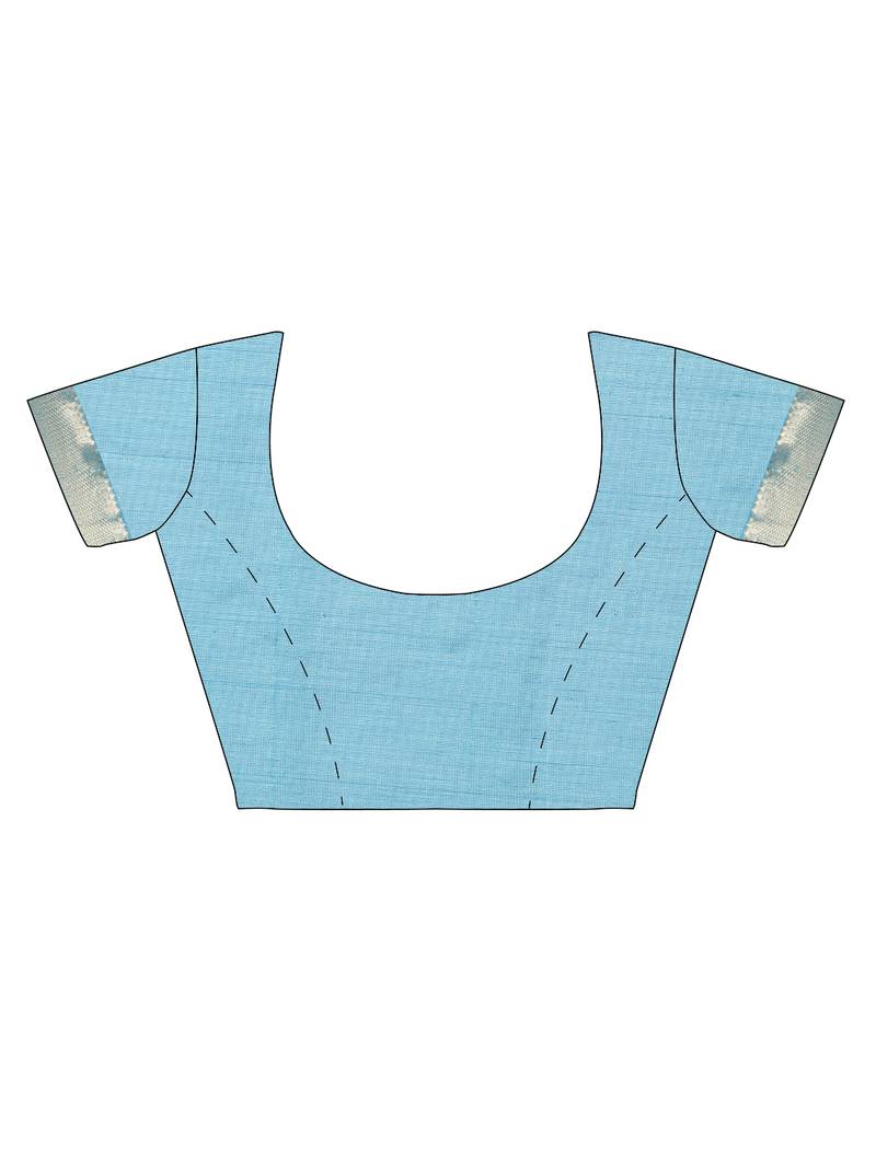 dark blue silk cotton plain  saree with  blouse