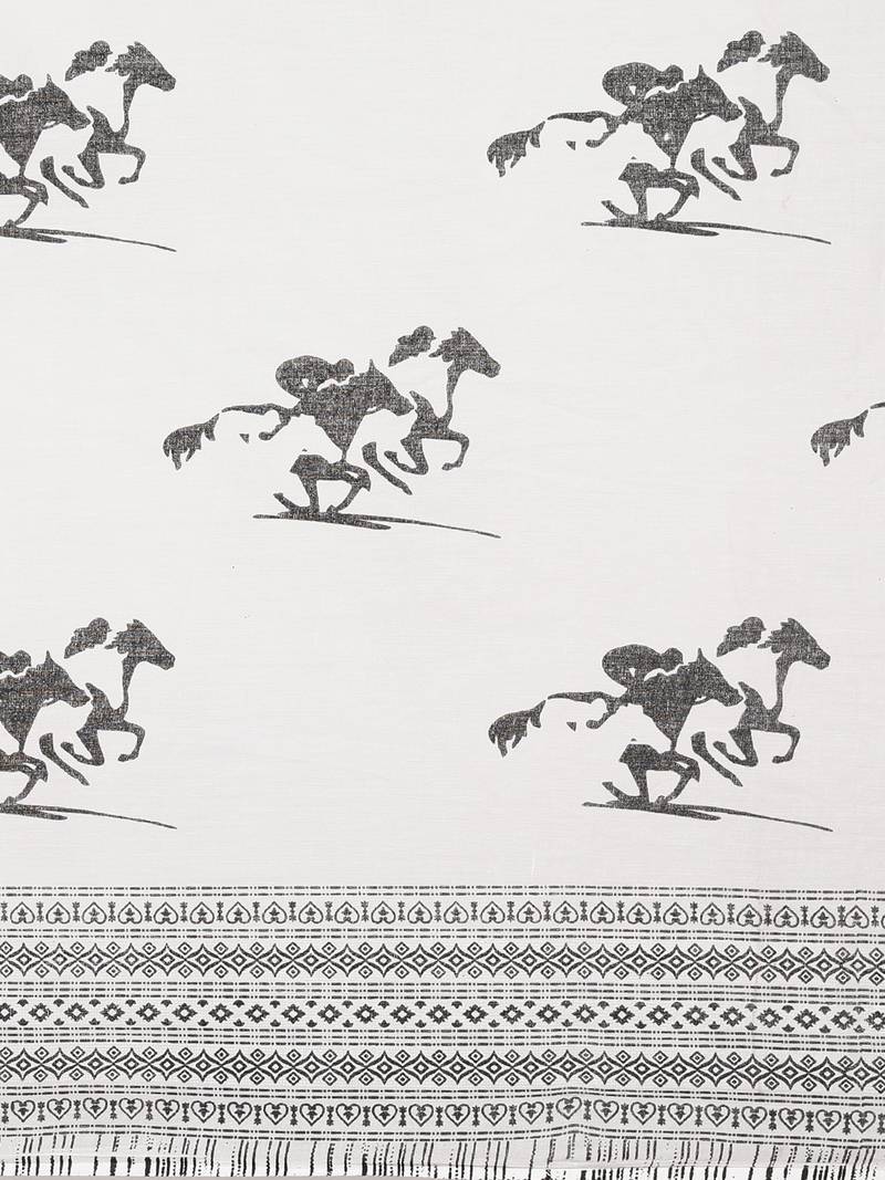 white pure cotton printed saree with blouse