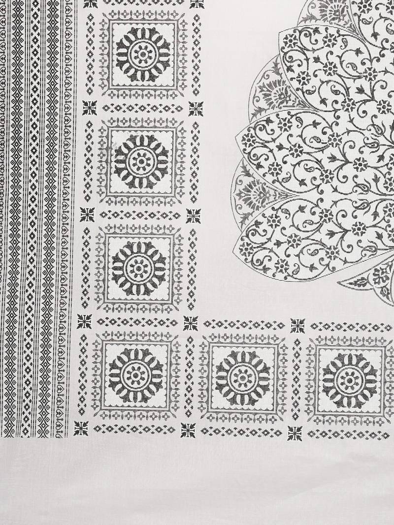 white pure cotton printed saree with blouse