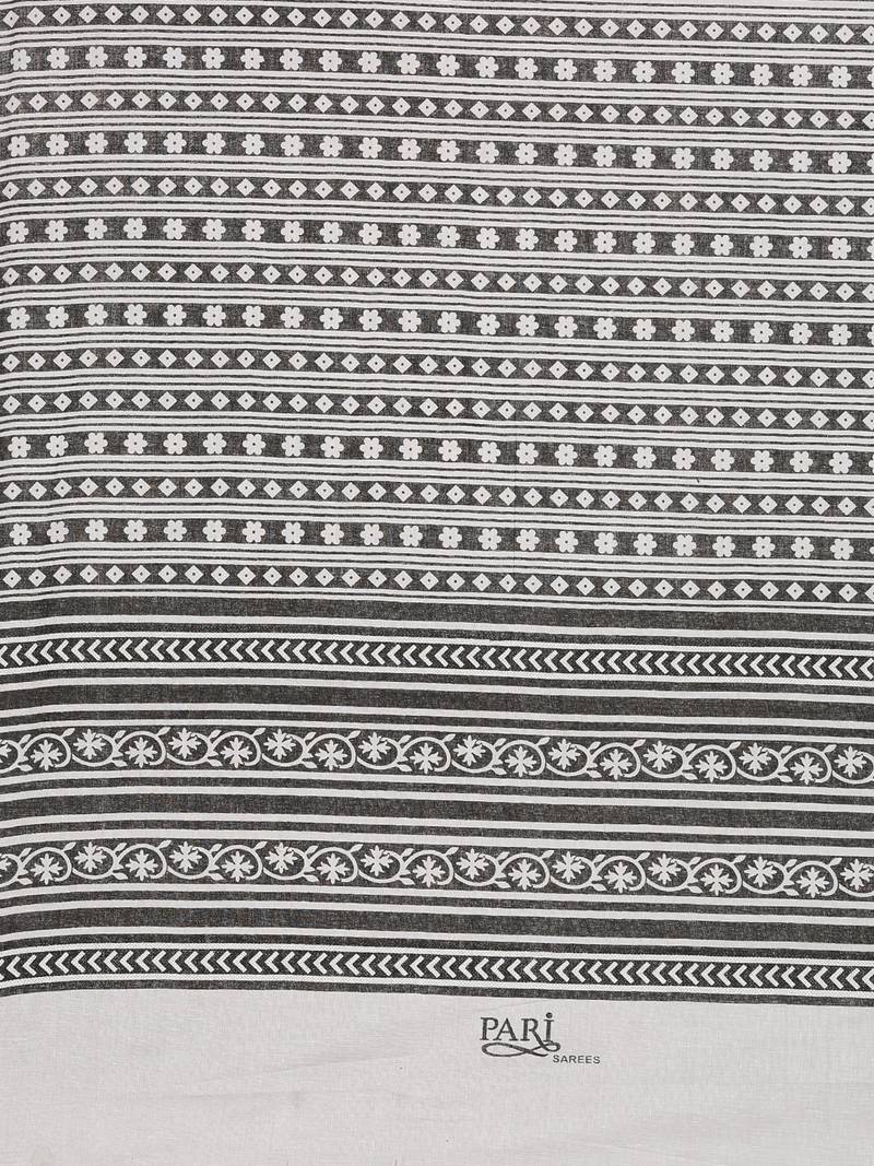 white pure cotton printed saree with blouse