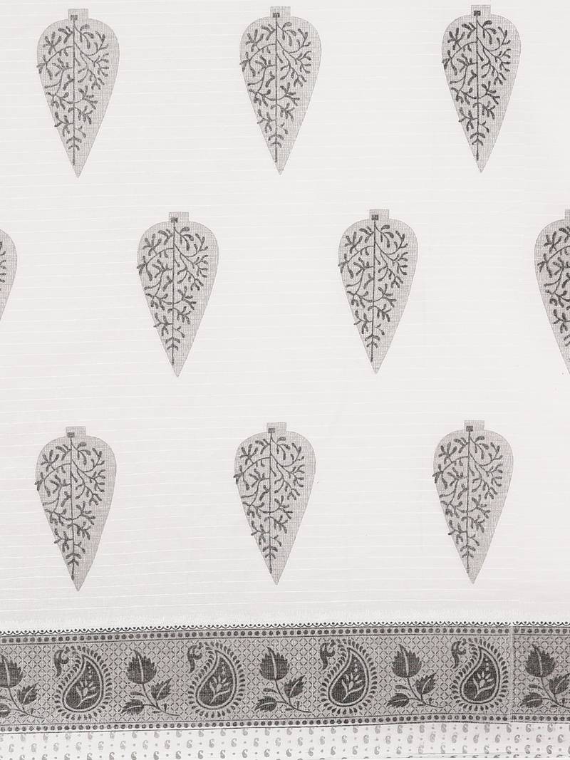 white pure cotton printed saree with blouse