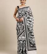 white pure cotton printed saree with blouse