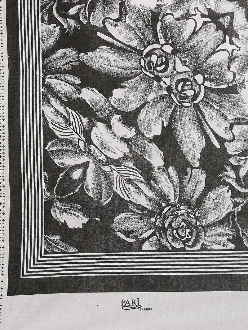 white pure cotton printed saree with blouse