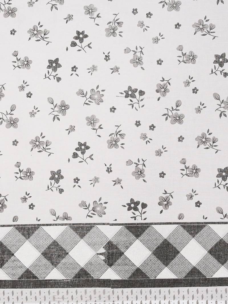 white pure cotton printed saree with blouse