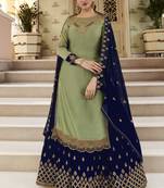Light-olive embroidered georgette salwar