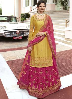 Yellow embroidered georgette salwar 1