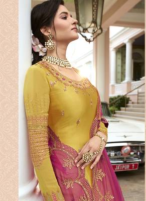 Yellow embroidered georgette salwar 3