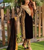 Black embroidered velvet salwar