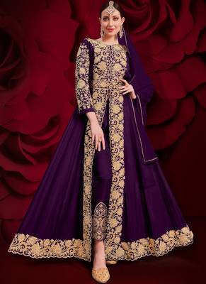 Purple embroidered georgette salwar 1
