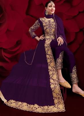 Purple embroidered georgette salwar 2
