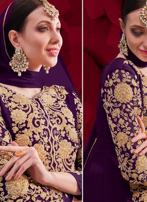 Purple embroidered georgette salwar 3