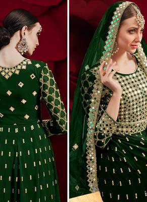 Green embroidered georgette salwar 3