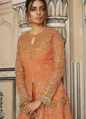 Orange embroidered silk salwar 3