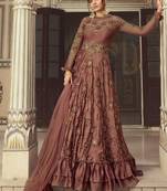 Coffee embroidered silk salwar
