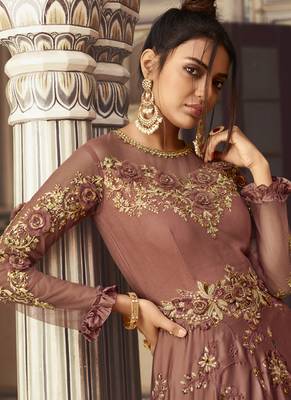 Coffee embroidered silk salwar 3
