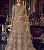 Beige embroidered net salwar