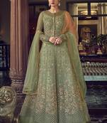 Sea-green embroidered net salwar