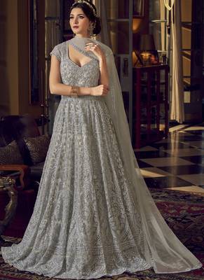Silver embroidered net salwar 1