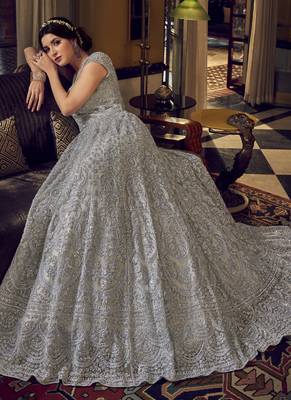 Silver embroidered net salwar 2