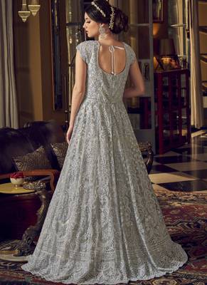 Silver embroidered net salwar 3