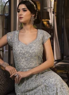 Silver embroidered net salwar 4