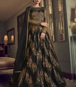 Black embroidered net salwar