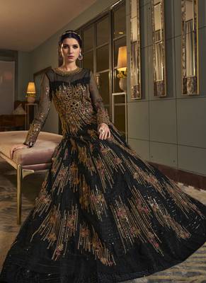 Black embroidered net salwar 2