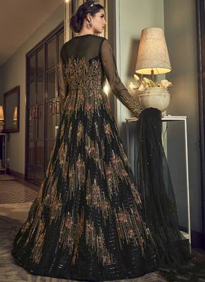 Black embroidered net salwar 3