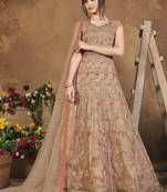 Cream embroidered net salwar