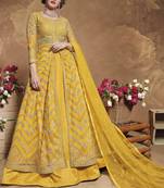 Yellow embroidered net salwar