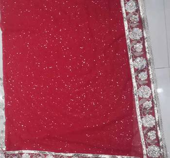 red and beige woven net saree with blouse 4