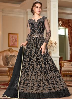 Black embroidered net salwar 1