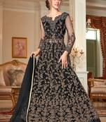 Black embroidered net salwar